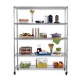 Templeton 5 Tier Heavy Duty Wire Shelving Rack with Wheels Chrome 60 x 24 x 72 in TE134418